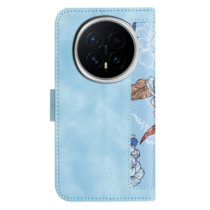 For Honor Magic8 5G Case PU Leather Floral Phone Cover with Card Slots - Baby Blue