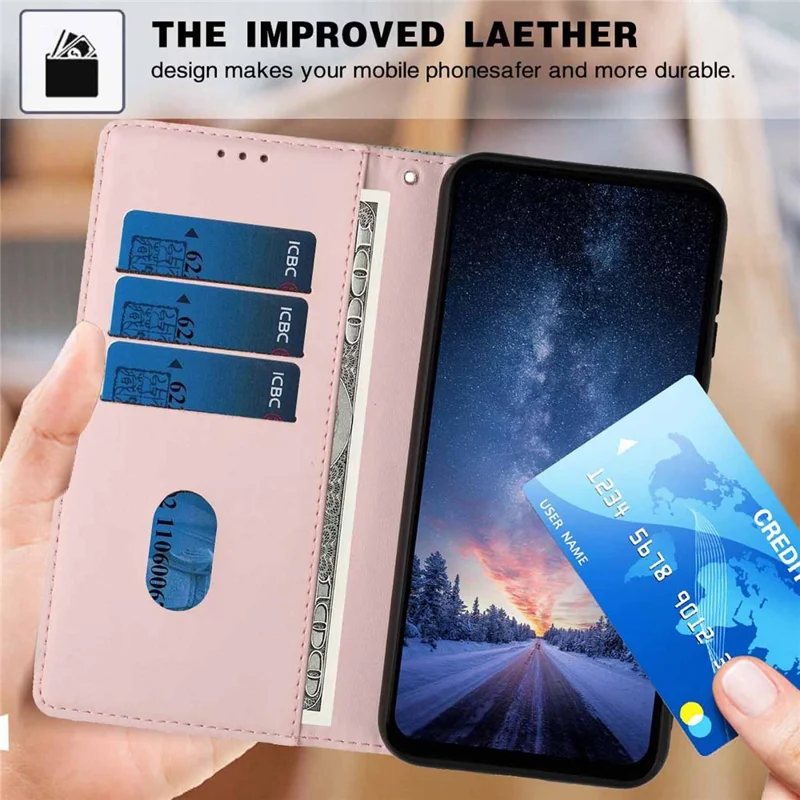 For OnePlus 15 5G Stand Case Tree-and-Cat Pattern PU Leather Wallet Protective Phone Cover with Wrist Strap - Pink