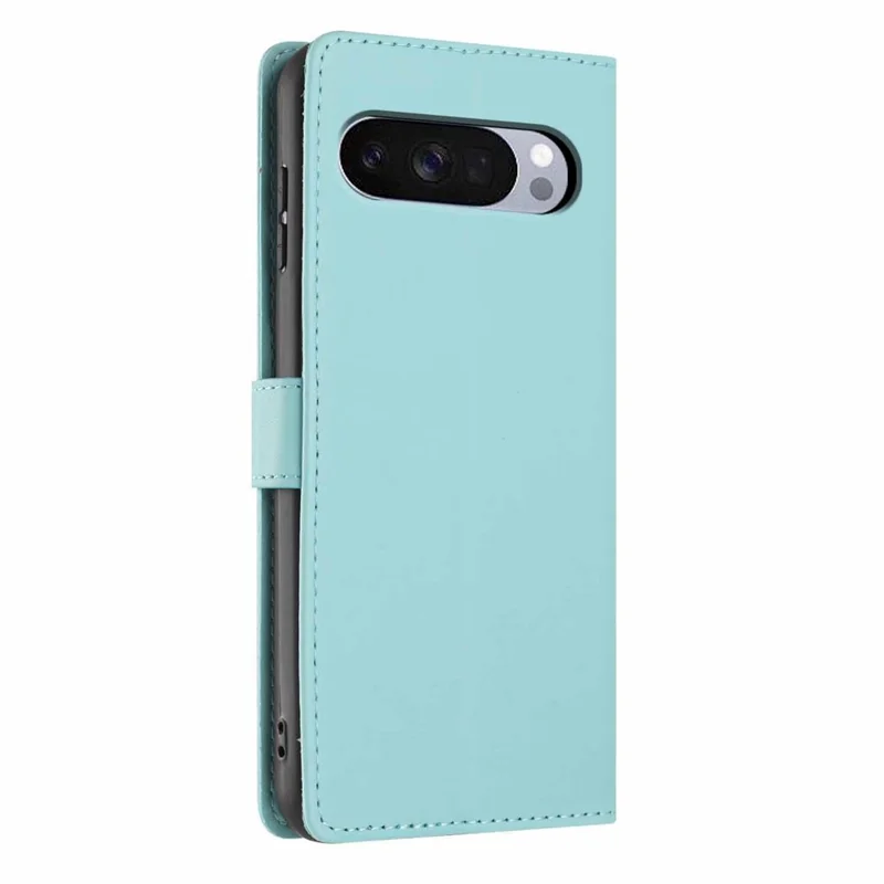 Stand Case For Google Pixel 10  /  10 Pro  /  9  /  9 Pro Tree-and-Cat Pattern PU Leather Wallet Protective Phone Cover with Wrist Strap  - Light Green