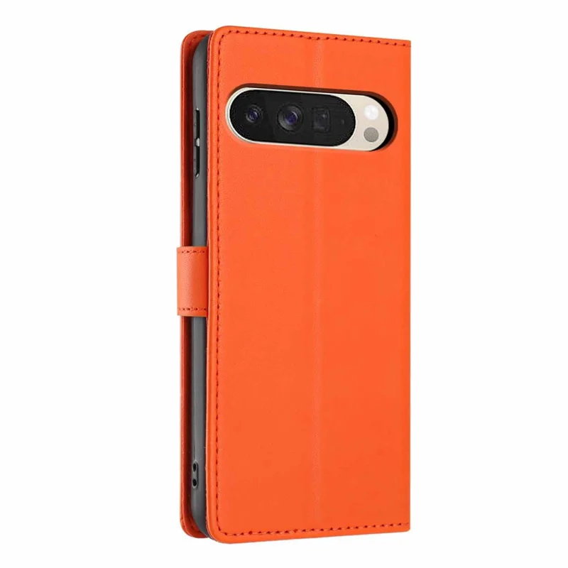 Stand Case For Google Pixel 10 Pro XL  /  9 Pro XL Tree-and-Cat Pattern PU Leather Wallet Protective Phone Cover with Wrist Strap  - Orange