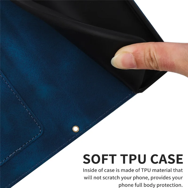 PU Leather Case for Honor Magic8 Lite 5G / X9d 5G / X70 5G Floral Phone Cover with Card Slots - Dark Blue