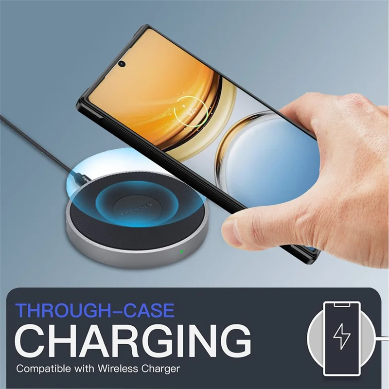 For Samsung Galaxy S26 Ultra Magnetic Case Clear Back Cover with Lens Cover Kickstand  - Black