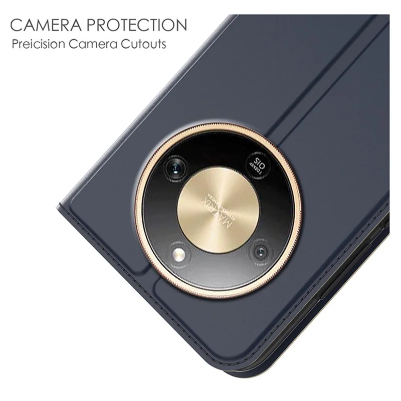 Phone Case For Honor Magic8 Lite 5G  /  X9d 5G  /  X70 5G PU Leather Phone Cover with Card Holder Stand - Blue