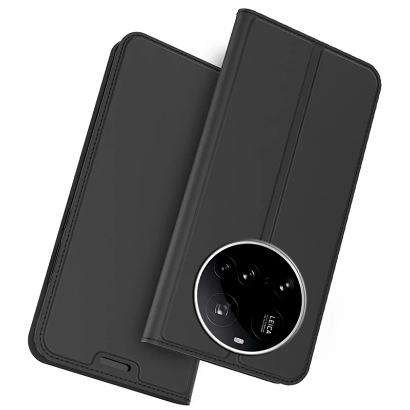 For Xiaomi 17 Ultra 5G Case PU Leather Phone Cover with Card Holder Stand - Black