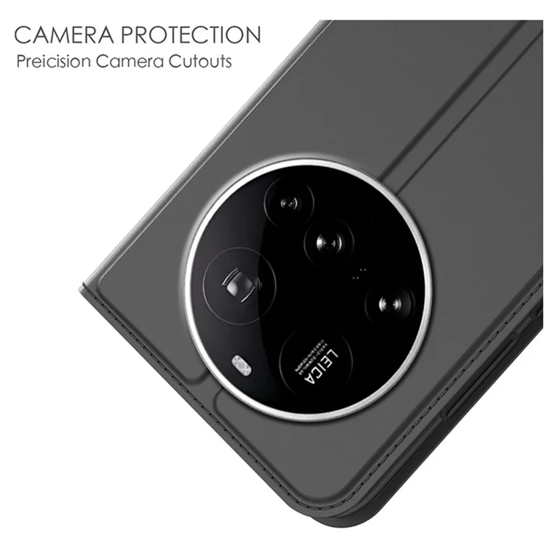 For Xiaomi 17 Ultra 5G Case PU Leather Phone Cover with Card Holder Stand - Black