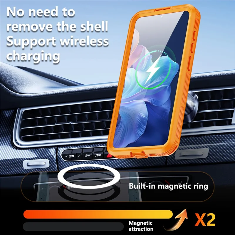 REDPEPPER For Samsung Galaxy S26+ IP68 Waterproof Case Clear Magnetic Phone Cover - Orange