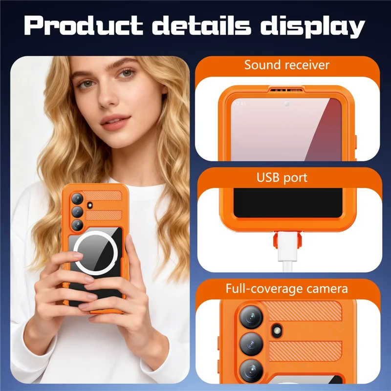 REDPEPPER For Samsung Galaxy S26+ IP68 Waterproof Case Clear Magnetic Phone Cover - Orange