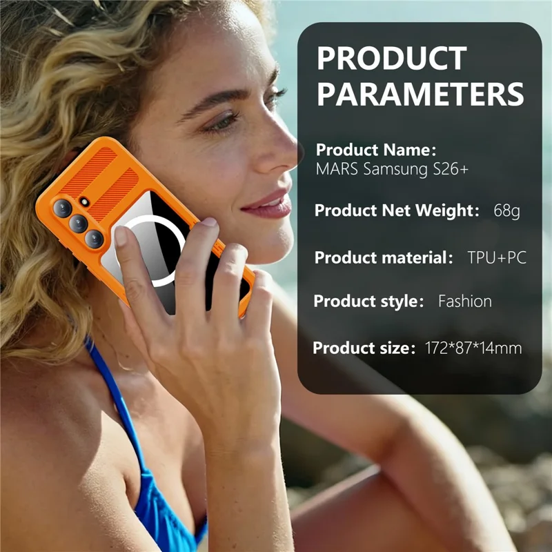 REDPEPPER For Samsung Galaxy S26+ IP68 Waterproof Case Clear Magnetic Phone Cover - Orange