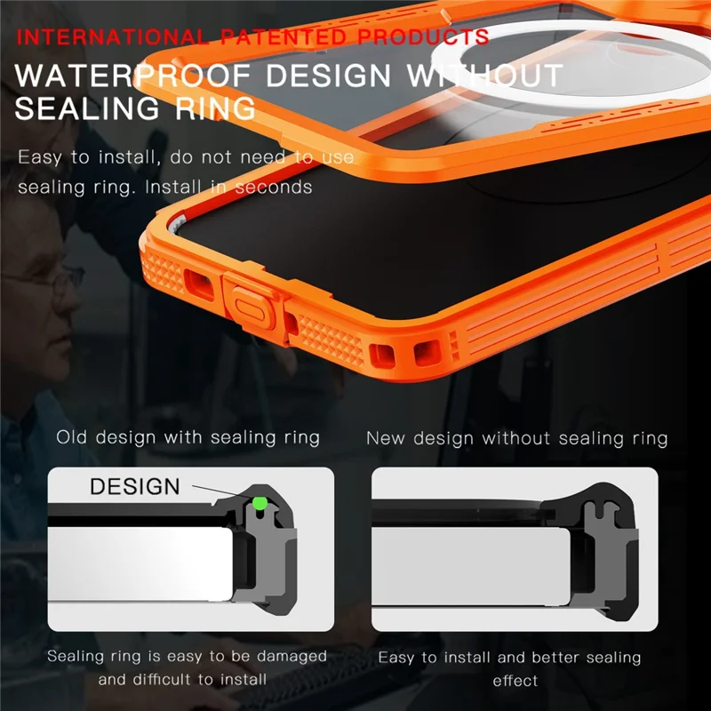 REDPEPPER For Samsung Galaxy S26+ IP68 Waterproof Case Clear Magnetic Phone Cover - Orange