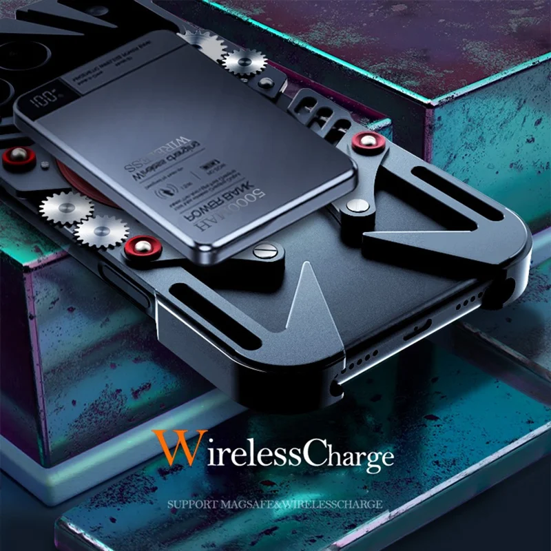 For iPhone 17 Pro Max Bumper Case Kickstand Aluminum Alloy Magnetic Phone Cover with Wrist Strap Compatible with MagSafe - Orange