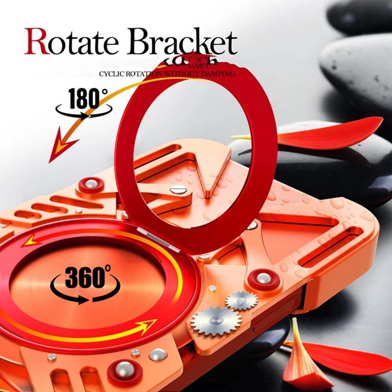 For iPhone 17 Pro Max Bumper Case Kickstand Aluminum Alloy Magnetic Phone Cover with Wrist Strap Compatible with MagSafe - Orange