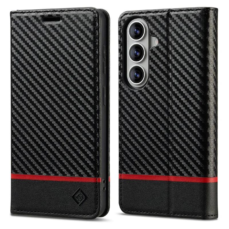 LC.IMEEKE For Samsung Galaxy A57 5G Wallet Case Carbon Fiber Texture Leather Phone Cover - Horizontal Stripe