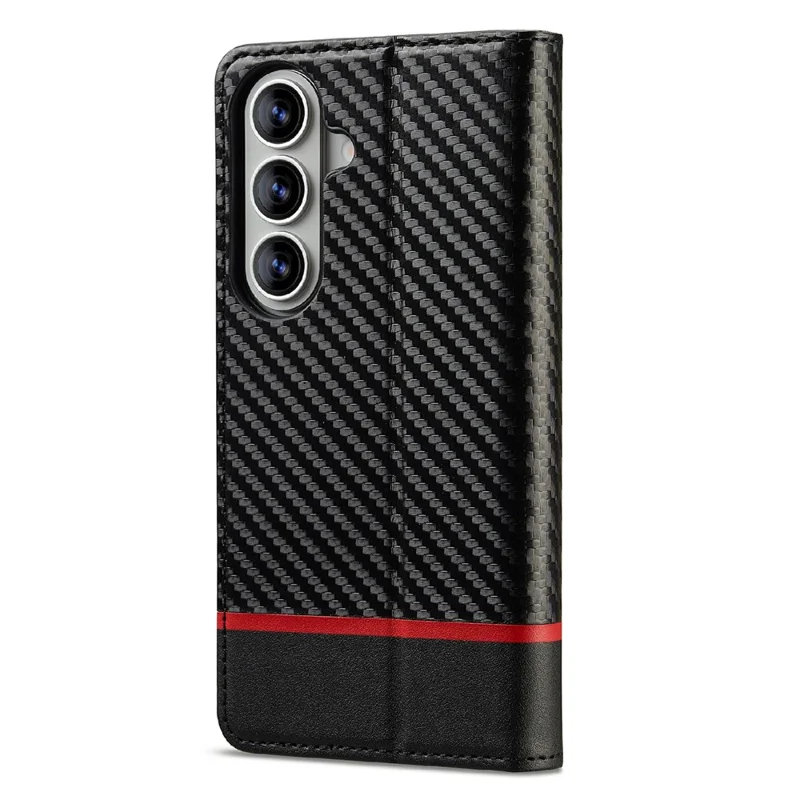 LC.IMEEKE For Samsung Galaxy A57 5G Wallet Case Carbon Fiber Texture Leather Phone Cover - Horizontal Stripe