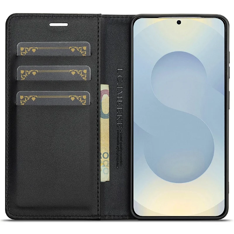 LC.IMEEKE Étui portefeuille pour Samsung Galaxy S26 / S26 Pro, housse en cuir texturé fibre de carbone - Rayures horizontales