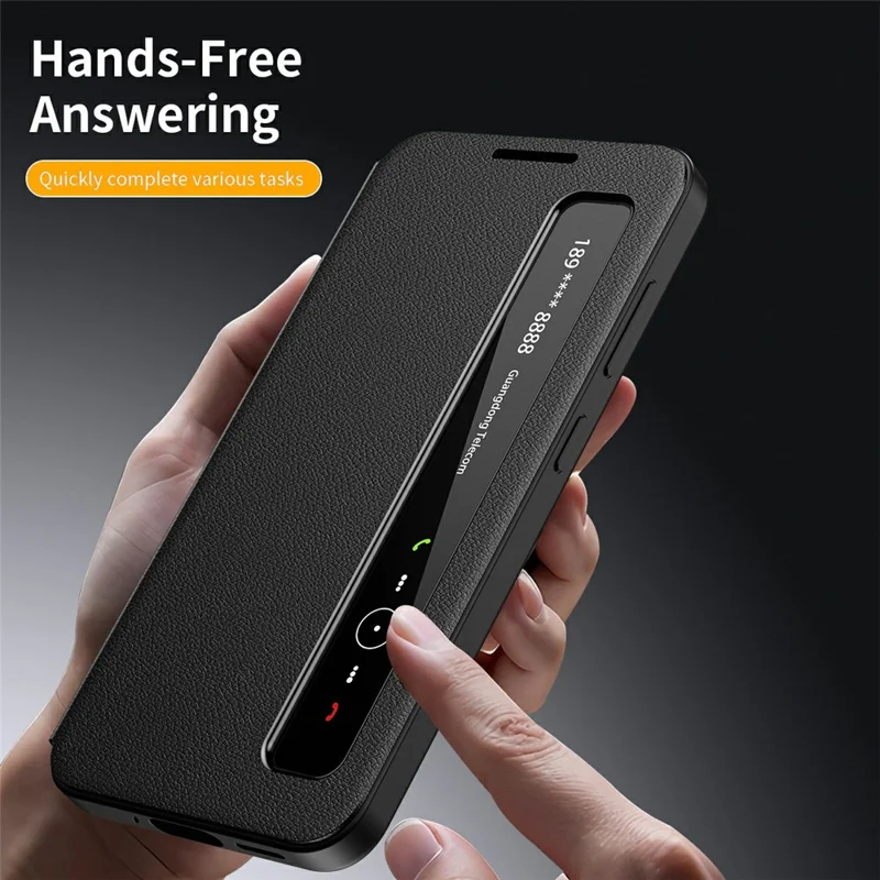 For Samsung Galaxy S26+ Case Smart View Window Leather Phone Cover - Black
