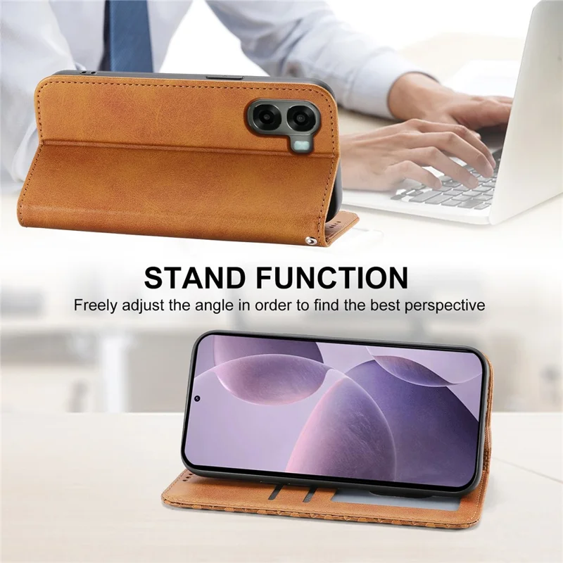 For Oppo A6x 5G  /  A6x 4G Case Calf Texture PU Leather Wallet Phone Cover with Wrist Strap - Yellow