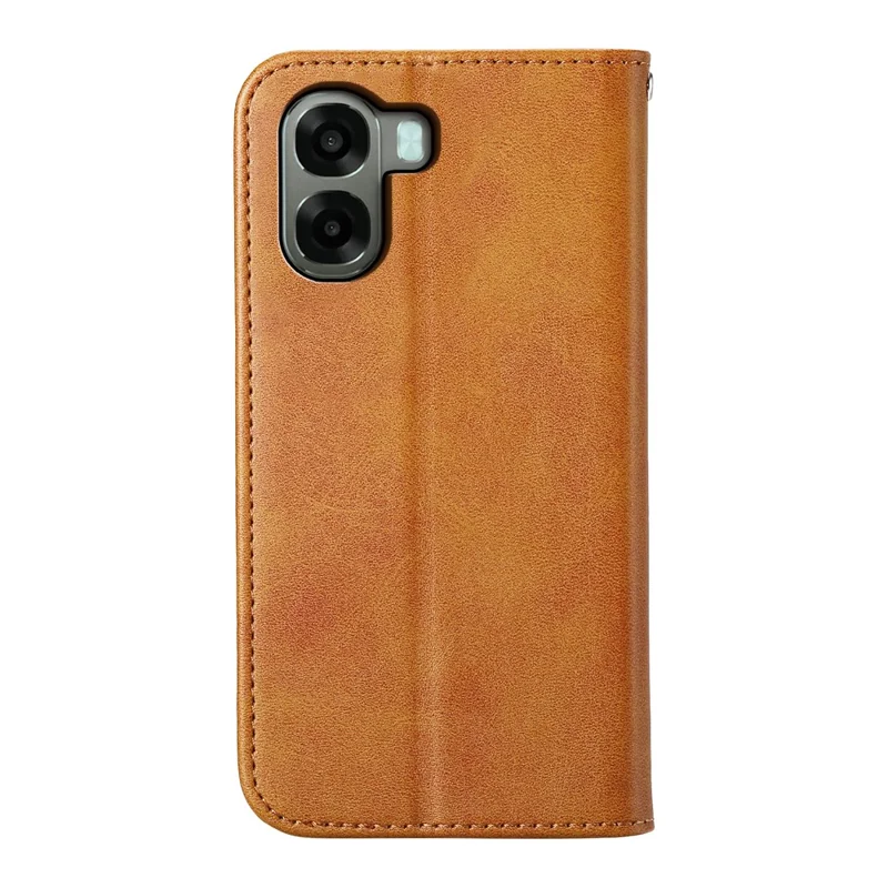 For Oppo A6x 5G  /  A6x 4G Case Calf Texture PU Leather Wallet Phone Cover with Wrist Strap - Yellow