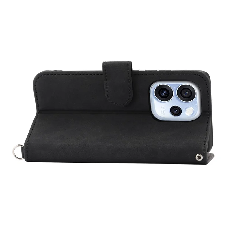 For Oppo Reno15 F 5G Wallet Case Flower Pattern PU Leather Phone Cover with Strap - Black