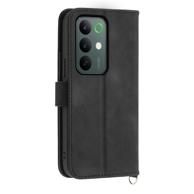 For Realme C85 5G Wallet Case Flower Pattern PU Leather Phone Cover with Strap - Black