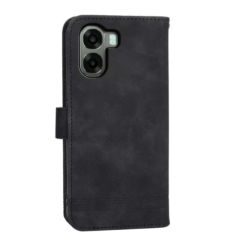 DIERFENG DF-03 For Oppo A6x 5G  /  A6x 4G Leather Case Lines Imprint Wallet Phone Cover with Wrist Strap - Black