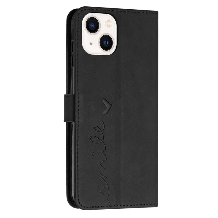 Stand Case For Iphone 14 Plus, la Billetera Impresa de la Billetera Impresa Para la Piel de la Billetera de la Piel Del Teléfono Con Correa Para el Hombro - Negro