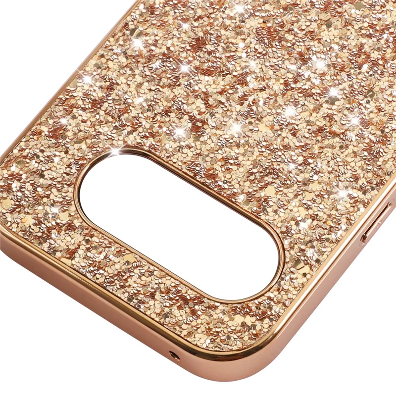 For Google Pixel 10a Case Electroplating TPU + PC Sparkling Glitter Phone Back Cover - Rose Gold