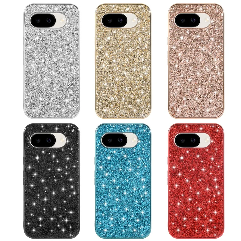 For Google Pixel 10a Case Electroplating TPU + PC Sparkling Glitter Phone Back Cover - Rose Gold