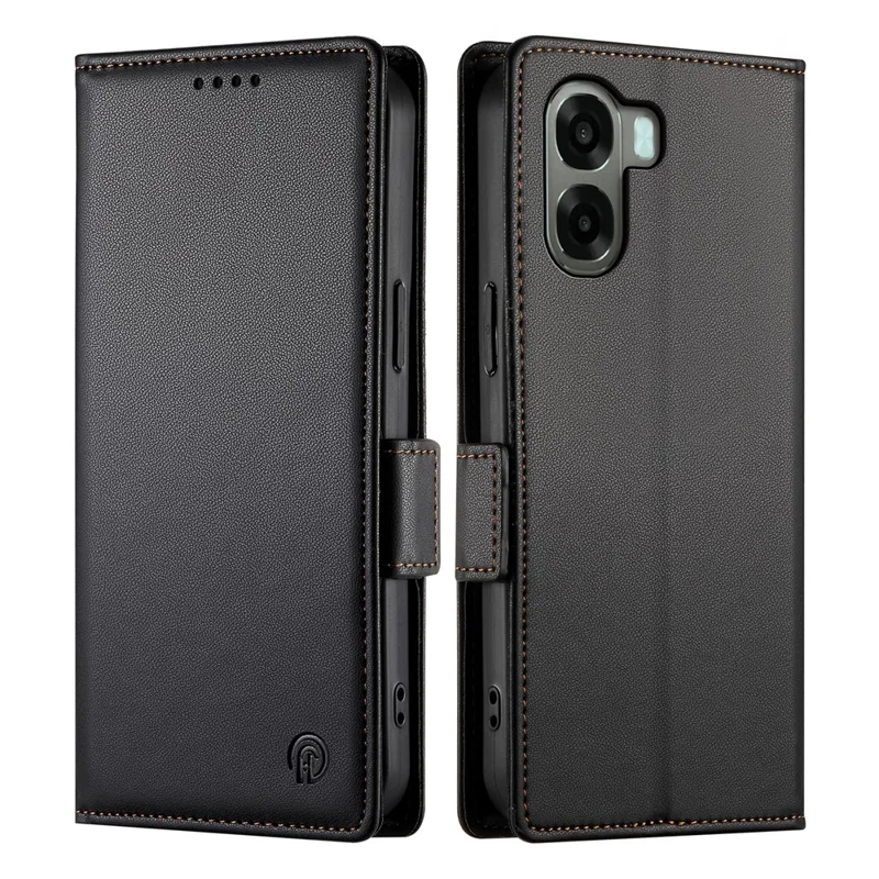 Cover con supporto per Oppo A6x 5G / A6x 4G, custodia portafoglio in pelle PU - Nero