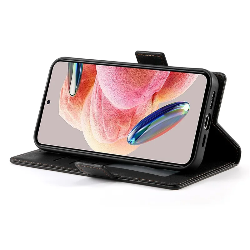 Cover con supporto per Oppo A6x 5G / A6x 4G, custodia portafoglio in pelle PU - Nero