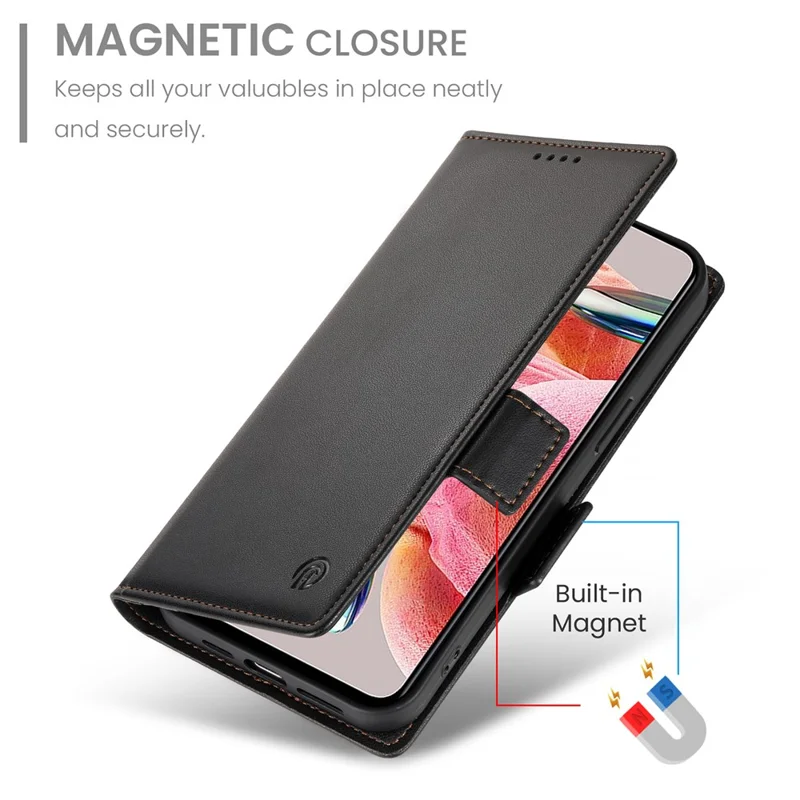 Cover con supporto per Oppo A6x 5G / A6x 4G, custodia portafoglio in pelle PU - Nero