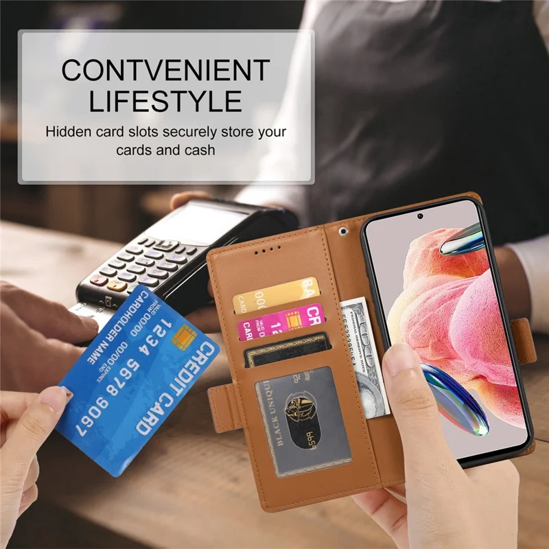 For Oppo Reno15 F 5G Stand Case PU Leather Wallet Phone Cover - Brown