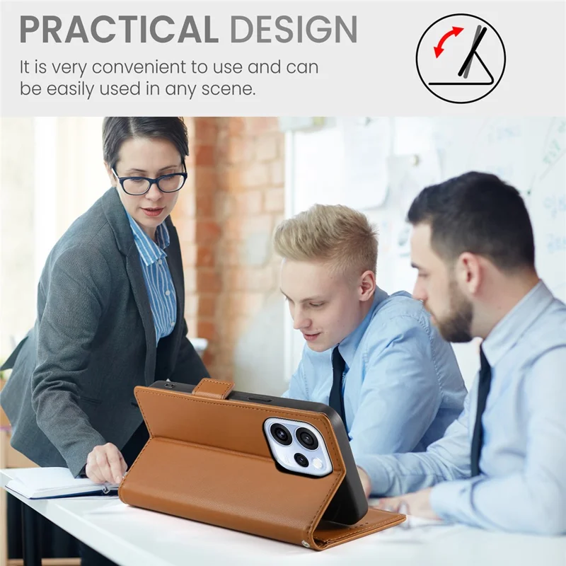 For Oppo Reno15 F 5G Stand Case PU Leather Wallet Phone Cover - Brown