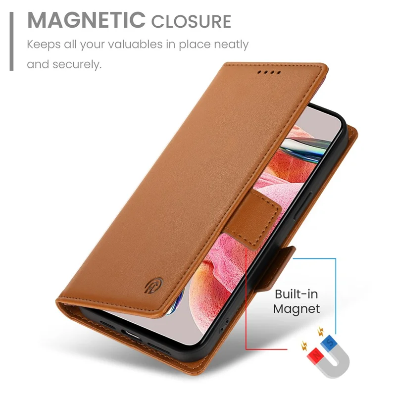 For Oppo Reno15 F 5G Stand Case PU Leather Wallet Phone Cover - Brown