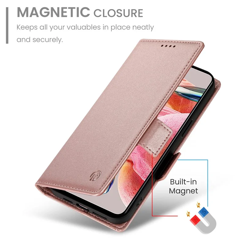 For Realme C85 Pro 4G Stand Case PU Leather Wallet Phone Cover - Rose Gold