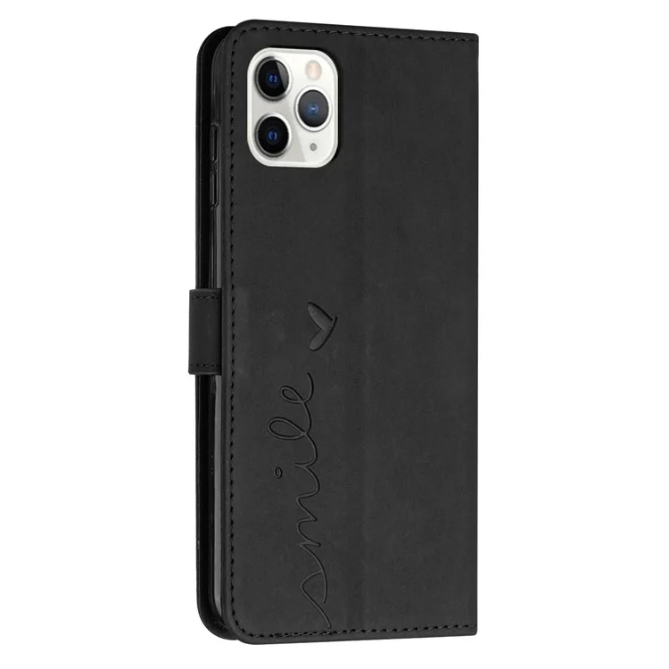 Standkoffer Für Iphone 14 Pro Max, Herzform Eingeprägter Brieftaschen Hauttouch Fühlen Sie Die Volle Abdeckung PU Leder Telefonabdeckung Mit Schultergurt - Schwarz