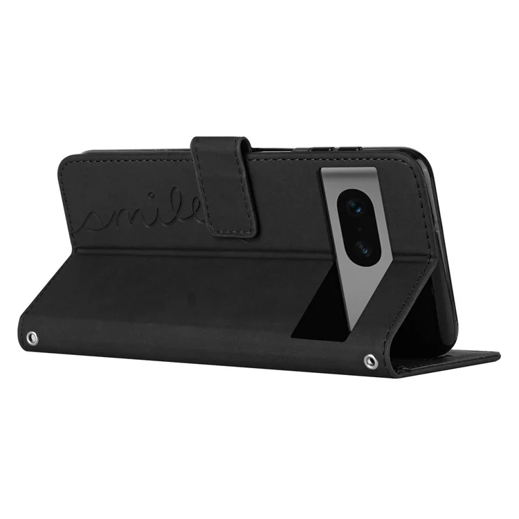 Case de Sentimiento de Toque de Piel Para Google Pixel 7 5G, Capacidad de Billetera Impresa de Forma de Corazón a Prueba - Negro