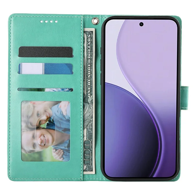 Wallet Case for Oppo A6x 5G  /  A6x 4G Butterfly Floral Imprint PU Leather Phone Cover with Wrist Strap - Green
