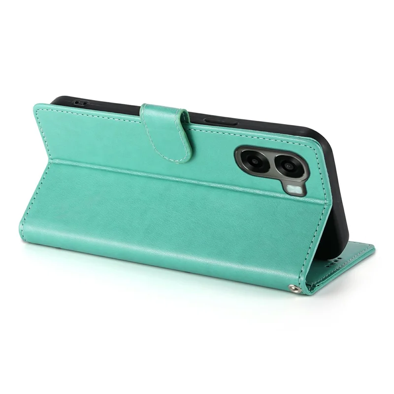 Wallet Case for Oppo A6x 5G  /  A6x 4G Butterfly Floral Imprint PU Leather Phone Cover with Wrist Strap - Green