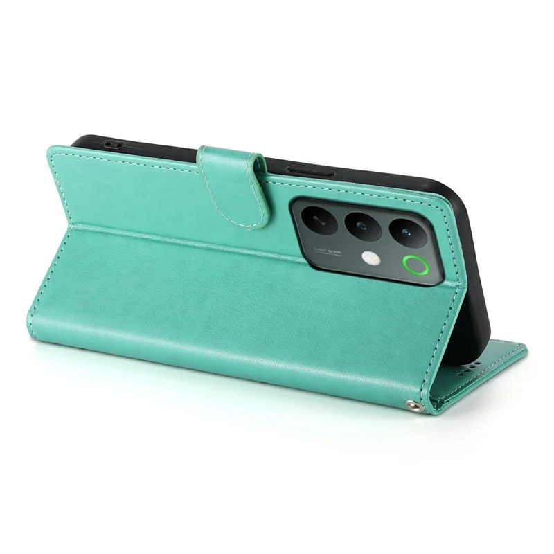 For Realme C85 5G Wallet Case Butterfly Floral Imprint PU Leather Phone Cover with Wrist Strap - Green