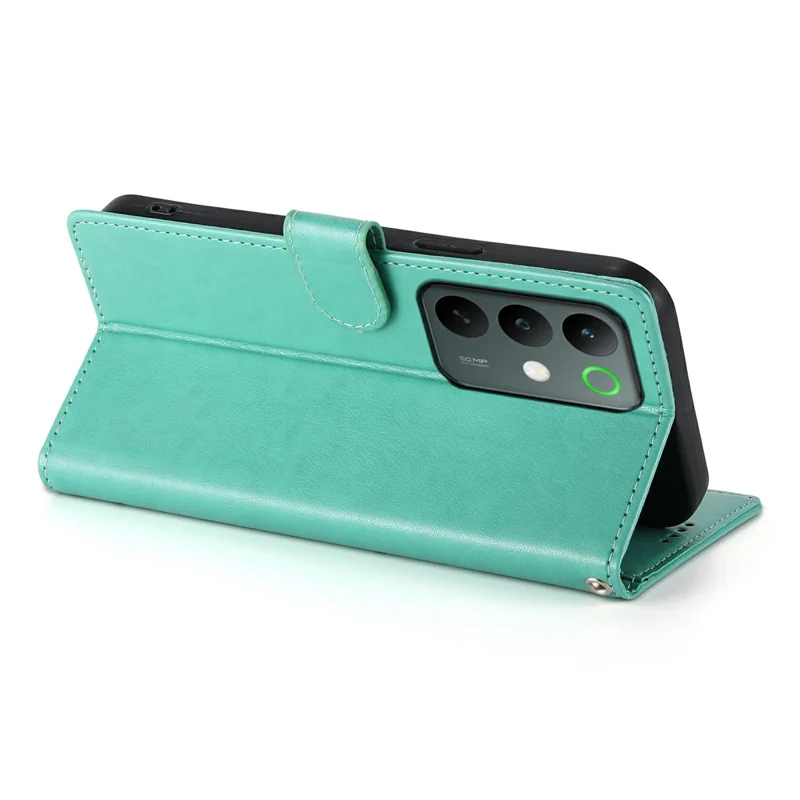 For Realme C85 Pro 4G Wallet Case Butterfly Floral Imprint PU Leather Phone Cover with Wrist Strap - Green