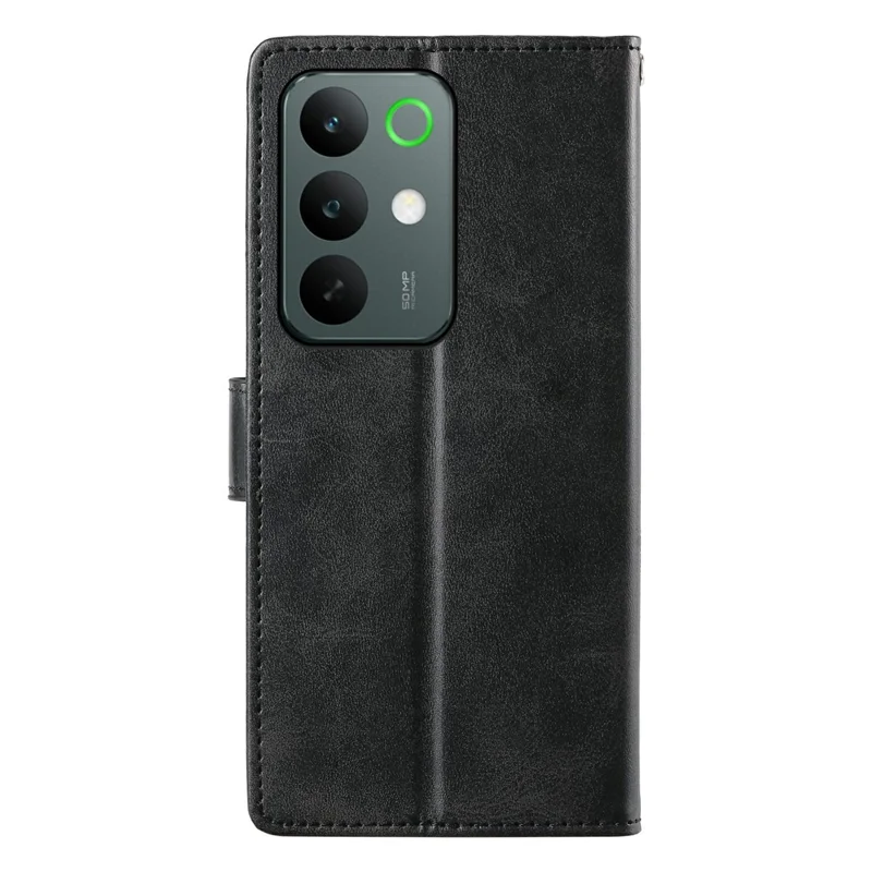 For Realme C85 Pro 4G Case Stand Wallet Calf Texture PU Leather Flip Phone Cover with Wrist Strap - Black