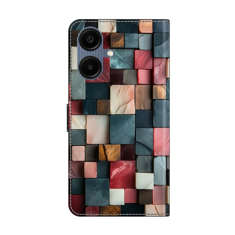 For Samsung Galaxy A07 4G Wallet Case Foldable Stand Pattern Printing Leather Flip Phone Cover - Colorful Brick Pattern