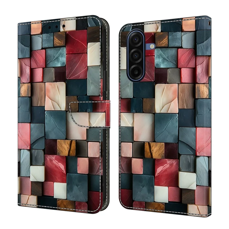 For Samsung Galaxy A17 5G  /  A17 4G Wallet Case Foldable Stand Pattern Printing Leather Flip Phone Cover - Colorful Brick Pattern