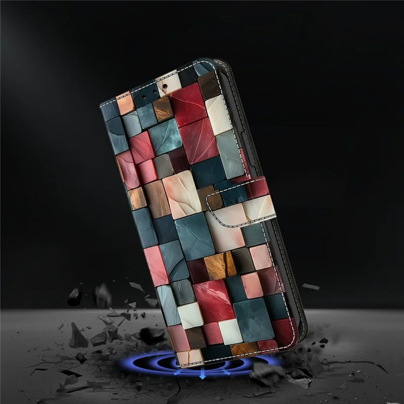 For Samsung Galaxy A37 5G Wallet Case Foldable Stand Pattern Printing Leather Flip Phone Cover - Colorful Brick Pattern
