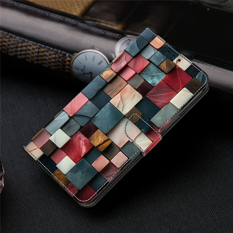 For Samsung Galaxy A37 5G Wallet Case Foldable Stand Pattern Printing Leather Flip Phone Cover - Colorful Brick Pattern