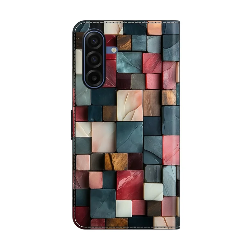 For Samsung Galaxy A57 5G Wallet Case Foldable Stand Pattern Printing Leather Flip Phone Cover - Colorful Brick Pattern