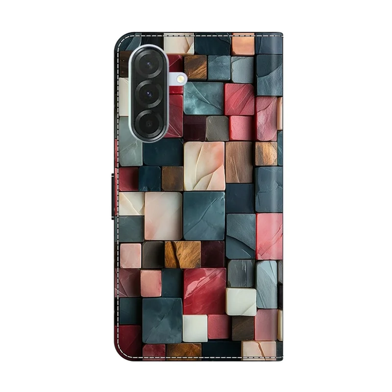 For Samsung Galaxy A56 5G  /  A36 5G Wallet Case Foldable Stand Pattern Printing Leather Flip Phone Cover - Colorful Brick Pattern