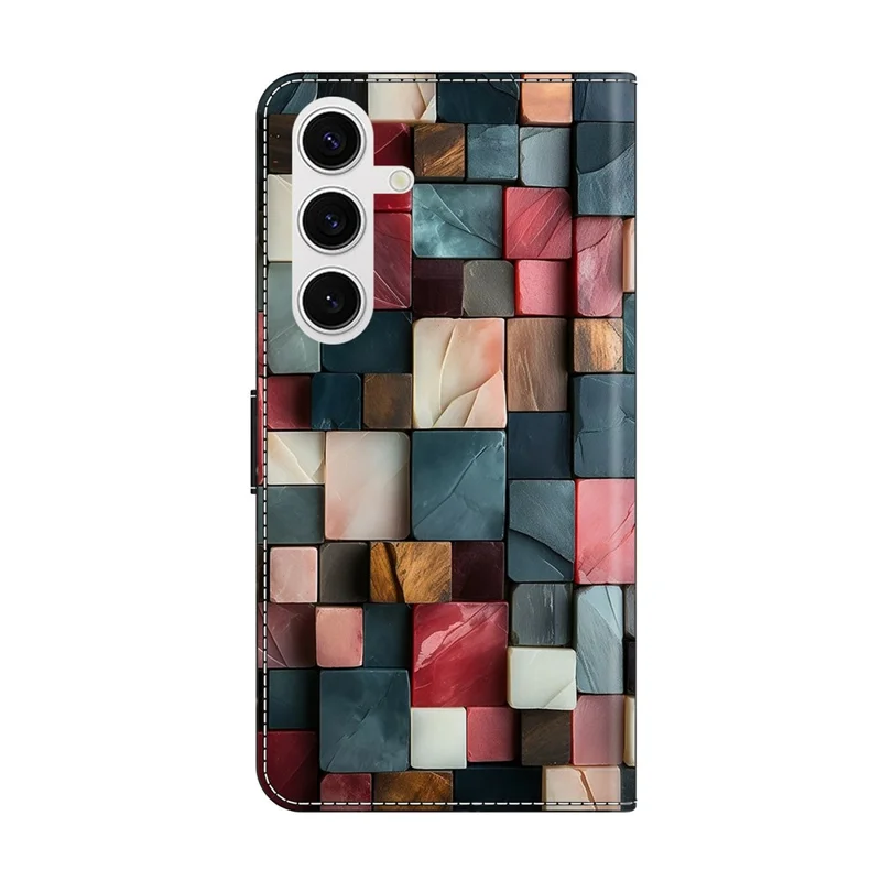 For Samsung Galaxy S26 Wallet Case Foldable Stand Pattern Printing Leather Flip Phone Cover - Colorful Brick Pattern