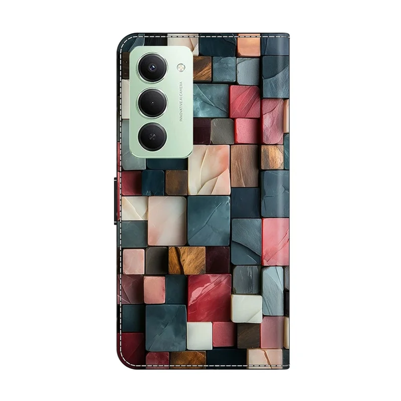 For Xiaomi Redmi 15 5G (EU) (171mm)  /  15 4G (EU) (171mm) Wallet Case Foldable Stand Pattern Printing Leather Flip Phone Cover - Colorful Brick Pattern