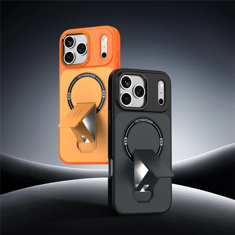 For iPhone 17 Pro Case Compatible with MagSafe Foldable Kickstand Shockproof TPU + PC Phone Back Cover - Desert Gold